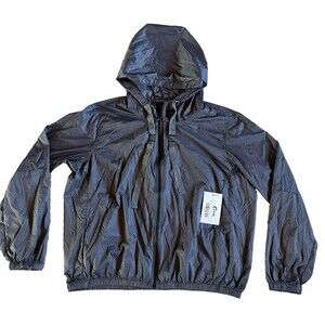 NWT Zyia Womens Size XXXXL Active Gray Hoodie Drawstring Light Windbreaker
